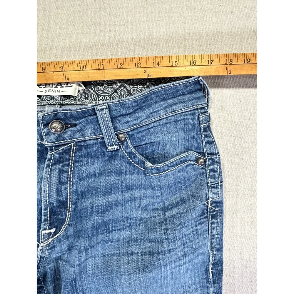 Ariat Men's 32L Denim Jeans Ocean Real Straight Heavy Stitch‎ Western Wear